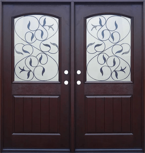 FM200I Dark Walnut Double Exterior Fiberglass Door - Jeunesse Wood Door ...