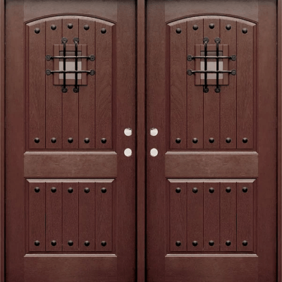 Dark Walnut Double Exterior Fiberglass Door FM200W