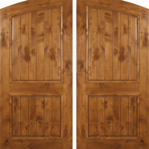 Knotty Alder Double Wood Exterior Door Plain Plank ARA662P