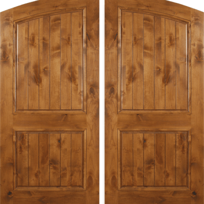 Knotty Alder Double Wood Exterior Door Plain Plank ARA662P