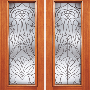 Mahogany Beveled Glass Wood Exterior Door 830-Series