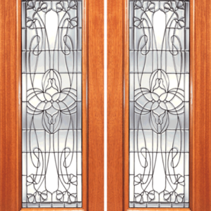 Mahogany Beveled Glass Wood Exterior Door I-Series