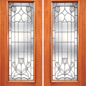 Mahogany Beveled Glass Wood Exterior Door J-Series