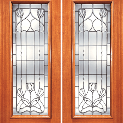 Mahogany Beveled Glass Wood Exterior Door J-Series