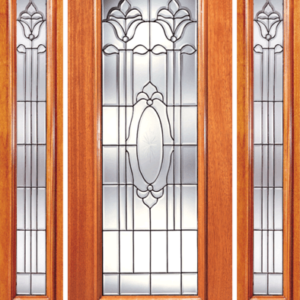 Mahogany Beveled Glass Wood Exterior Door K-Series
