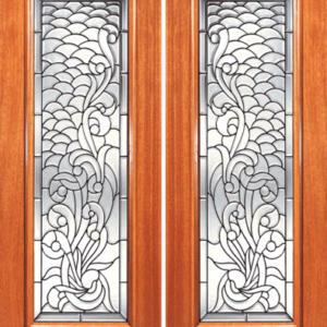 Mahogany Beveled Glass Wood Exterior Door S-Series