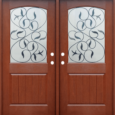 Mahogany Double Exterior Fiberglass Door FM200I