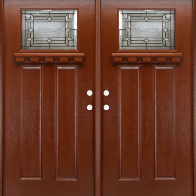 Mahogany Double Exterior Fiberglass Door FM300