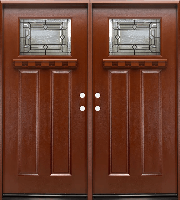 Mahogany Double Exterior Fiberglass Door FM300