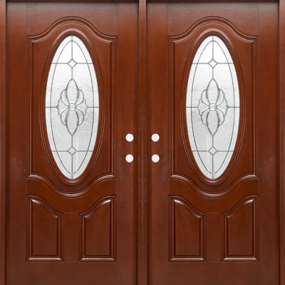 Mahogany Double Exterior Fiberglass Entry Door FM800