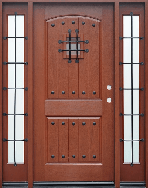 Fm200w Mahogany Single Exterior Fiberglass Door Two Sidelites Jeunesse Wood Door Inc