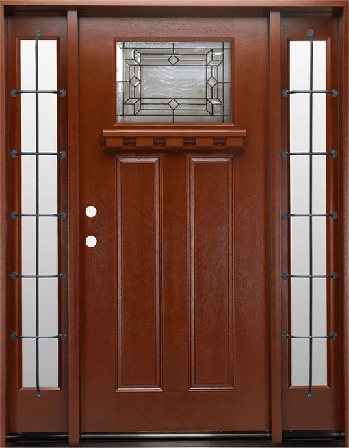 FM300 Mahogany Single Exterior Fiberglass Door Two Sidelites - Jeunesse ...