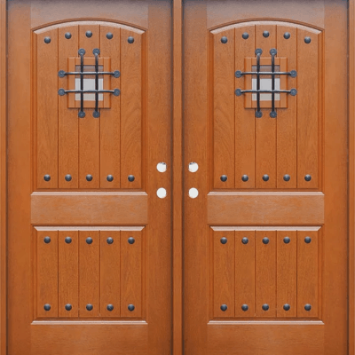 Medium Walnut Double Exterior Fiberglass Door FM200W