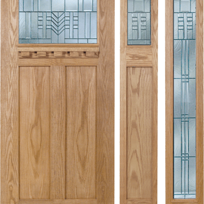 Oak Craftsman Single Wood Exterior Door OC621C