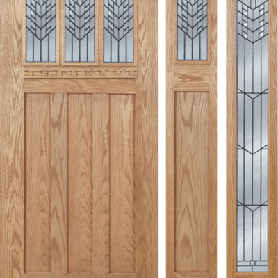 Oak Craftsman Single Wood Exterior Door OC633E