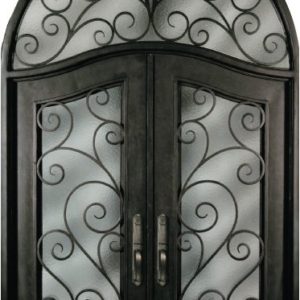 Steel Deluxe Transoms Double Exterior Iron Entry Doors SR516SHXXT-64