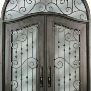 Steel Deluxe Transoms Double Exterior Iron Entry Doors SR516WHXXT-64