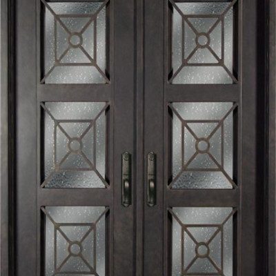 Steel 64" x 96" Double Exterior Iron Entry Doors S816PHXX-54