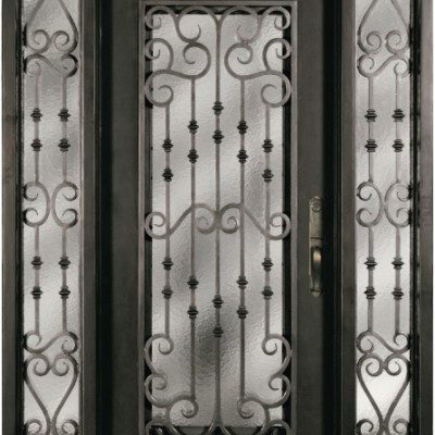 Steel Double Exterior Iron Entry Doors Two Sidelites S516WHOXO-51 & 61