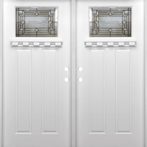 White Double Exterior Fiberglass Door FM300