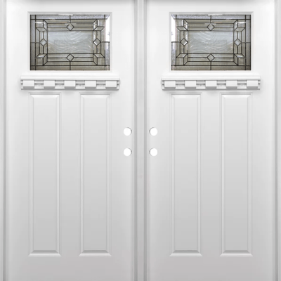 White Double Exterior Fiberglass Door FM300