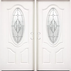 White Double Exterior Fiberglass Entry Door FM800