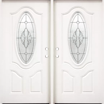 White Double Exterior Fiberglass Entry Door FM800