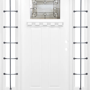 White Single Exterior Fiberglass Door Two Sidelites FM300