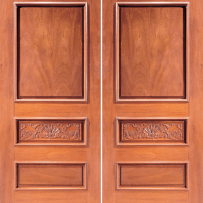 Mahogany Craftsman Double Wood Exterior Door Model 1
