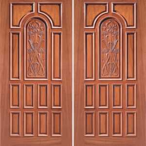 Mahogany Craftsman Double Wood Exterior Door Model 10