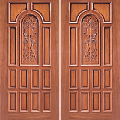Mahogany Craftsman Double Wood Exterior Door Model 10