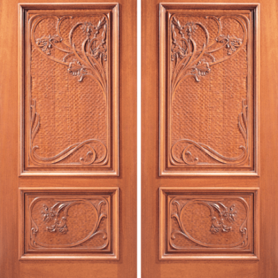 Mahogany Craftsman Double Wood Exterior Door Model 12