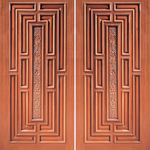 Mahogany Craftsman Double Wood Exterior Door Model 1411