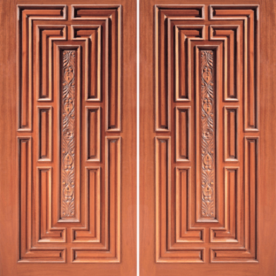 Mahogany Craftsman Double Wood Exterior Door Model 1411