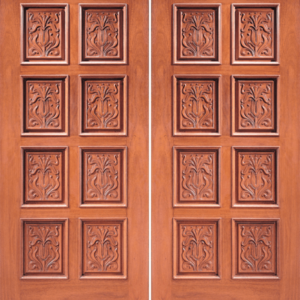 Mahogany Craftsman Double Wood Exterior Door Model 2