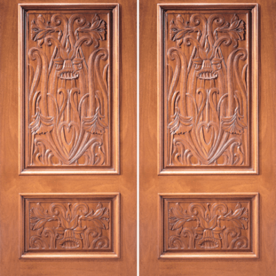 Mahogany Craftsman Double Wood Exterior Door Model 3