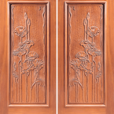 Mahogany Craftsman Double Wood Exterior Door Model 6