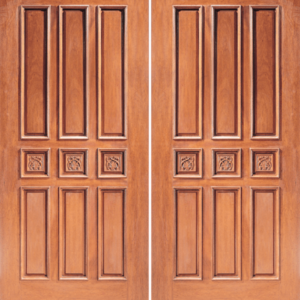 Mahogany Craftsman Double Wood Exterior Door Model 9