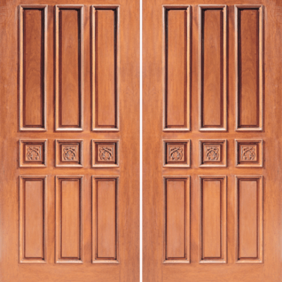 Mahogany Craftsman Double Wood Exterior Door Model 9