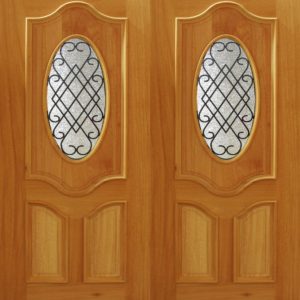 Mahogany Premier Double Wood Exterior Door TRM80EI-Iron