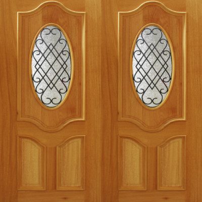 Mahogany Premier Double Wood Exterior Door TRM80EI-Iron