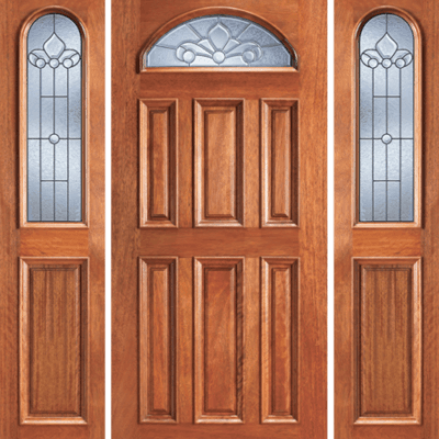 Mahogany Single Unique Entry Wood Exterior Door 103-A