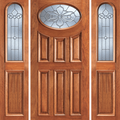 Mahogany Single Unique Entry Wood Exterior Door 104-A