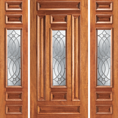 Mahogany Single Unique Entry Wood Exterior Door 203-A