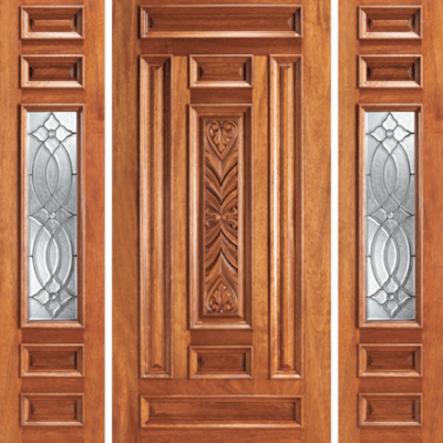 Mahogany Single Unique Entry Wood Exterior Door 203-CP