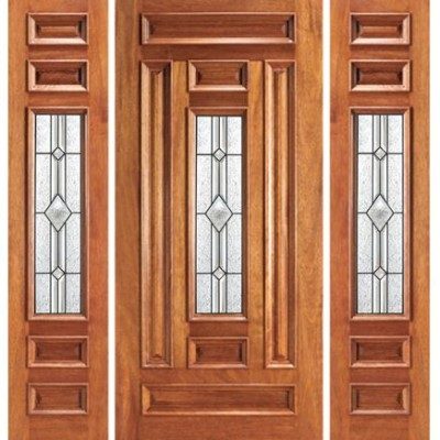 Mahogany Single Unique Entry Wood Exterior Door 203-D