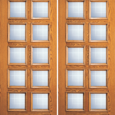 Red Oak Double Unique Entry Wood Exterior Door 105-A
