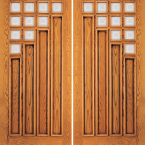 Red Oak Double Unique Entry Wood Exterior Door 106-A