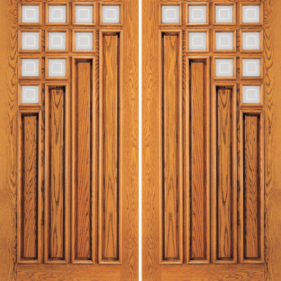 Red Oak Double Unique Entry Wood Exterior Door 106-A