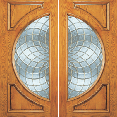 Red Oak Double Unique Entry Wood Exterior Door 108-A